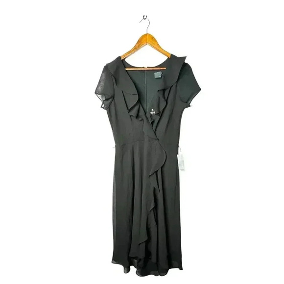 Gabby Skye Dresses & Skirts - Gabby Skye Dress Cap Sleeve black Tie Waist Faux Wrap SZ 10